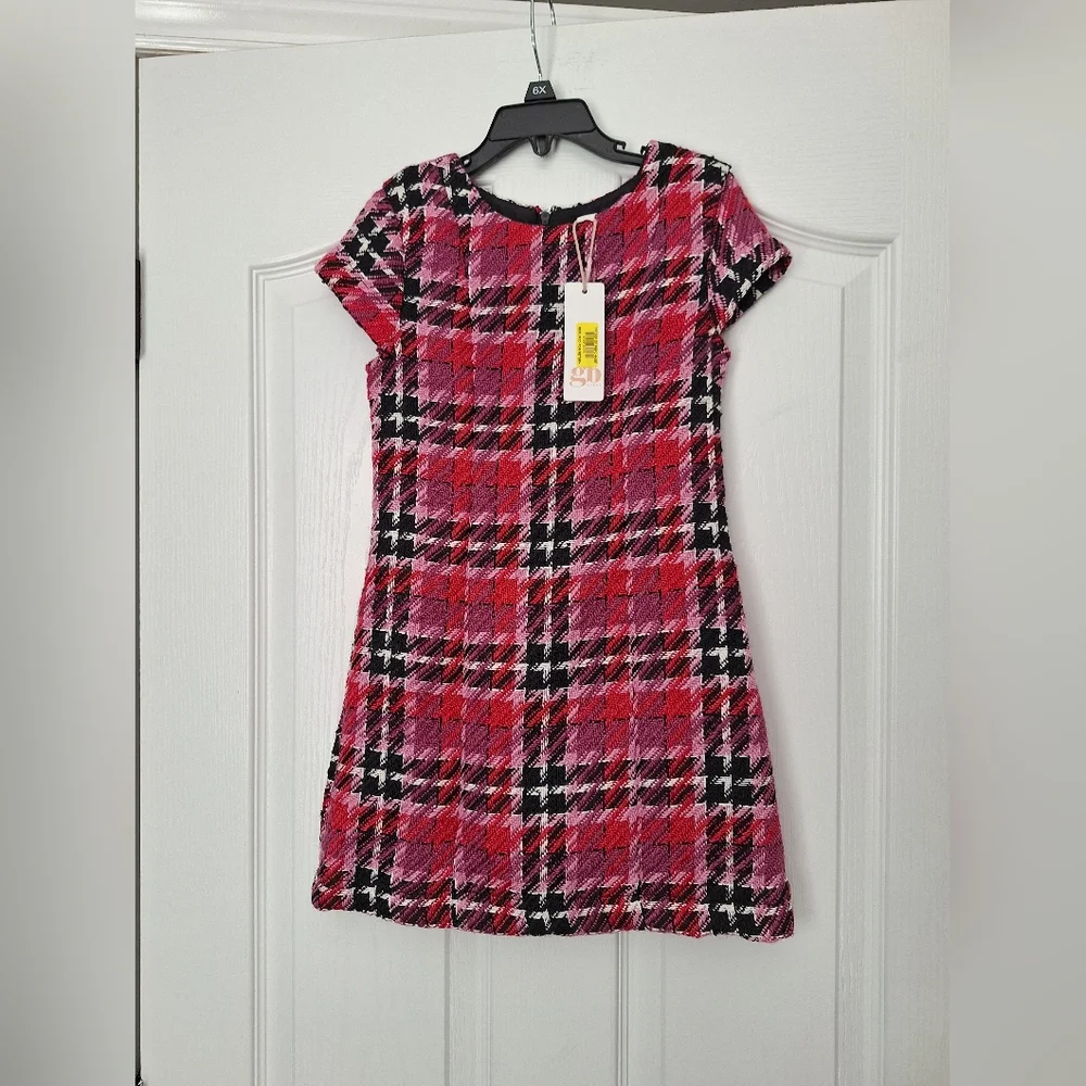 GB Girls Pink Red and Black Plaid Dress